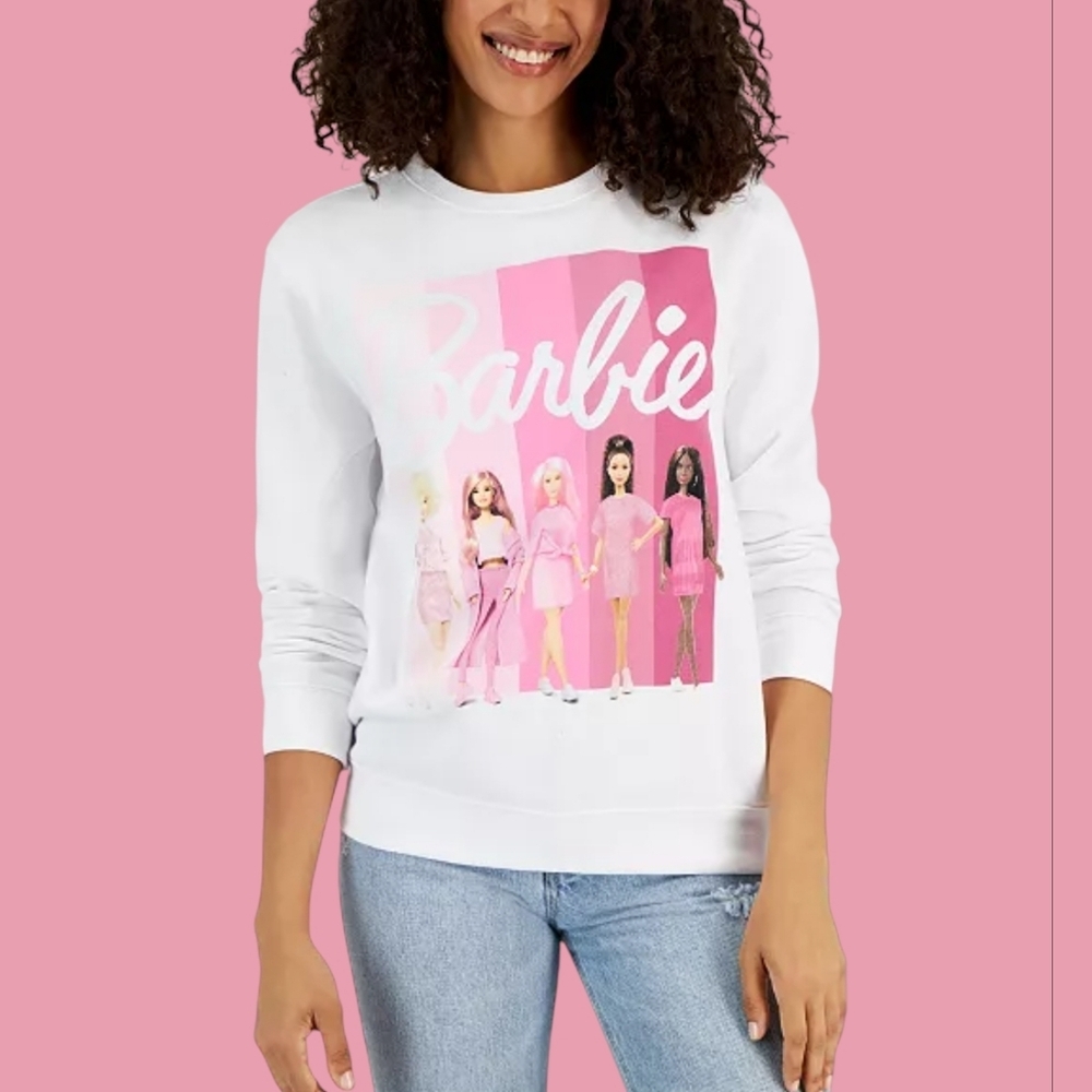 Love Tribe Barbie Dolls Sweatshirt White/ Pink Retro Soft Girl Vibes Sz L - Picture 8 of 11
